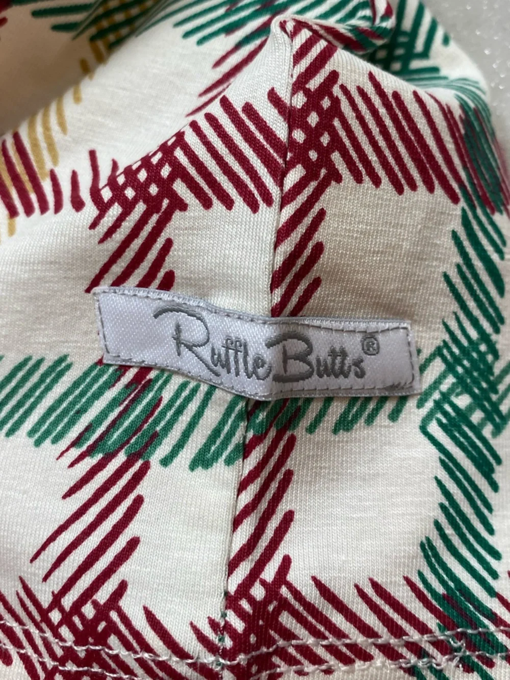 NWT RuffleButts Spruce & Tinsel Checked Plaid Printed Waterfall Dress girls 3-6M